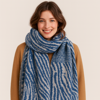 Ladies Chunky Pattern Winter Fringed Scarves