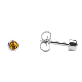 3mm Regular Stainless Bezel Topaz Stud Earrings