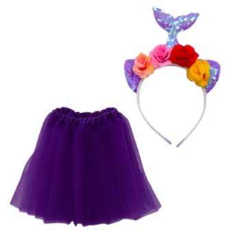 Purple Tutus & Mermaid Headband Set