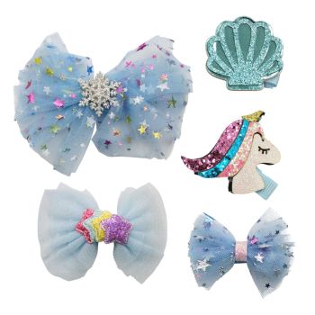 Girls Frozen Unicorn Hair Clips Set
