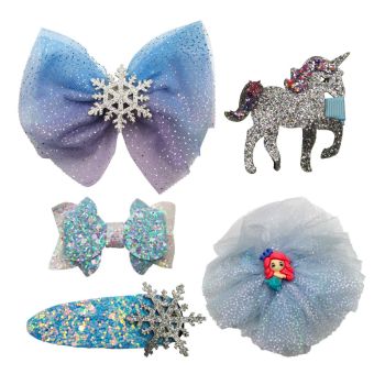 Girls Frozen Unicorn Hair Clips Set