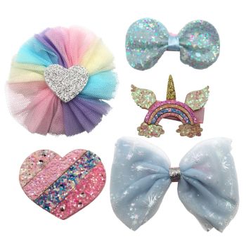 Girls Frozen Heart Hair Clips Set