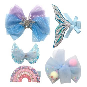 Girls Frozen Wings Hair Clips Set