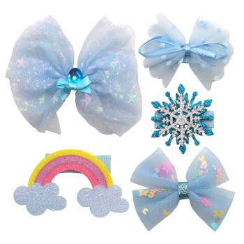 Girls Frozen Rainbow Hair Clips Set