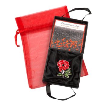 Boxed Enamelled Poppy Brooch