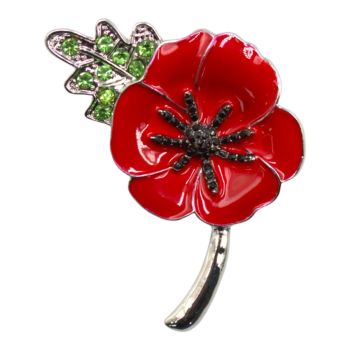Ladies Enamel Poppy Brooch 