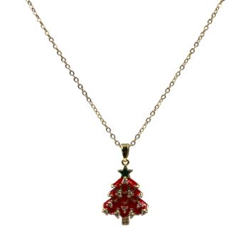Diamante & Enamelled Red Christmas Tree Pendant