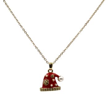 Diamante & Enamelled Christmas Hat Pendant