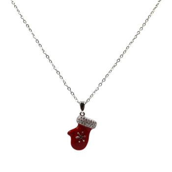 Diamante & Enamelled Christmas Glove Pendant