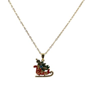 Diamante & Enamelled Christmas Sleigh Pendant