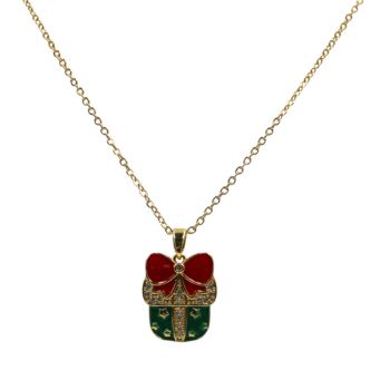 Diamante & Enamelled Christmas Gift Pendant