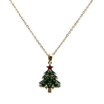 Diamante & Enamelled Green Christmas Tree Pendant