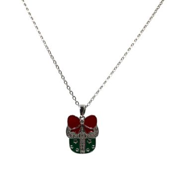 Diamante & Enamelled Christmas Gift Pendant