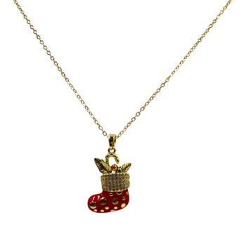 Diamante & Enamelled Christmas Stocking Pendant