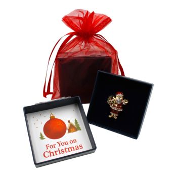 Boxed Christmas Santa Brooch