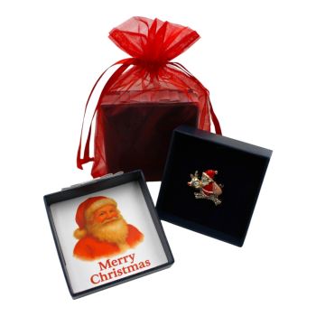 Boxed Christmas Santa Brooch
