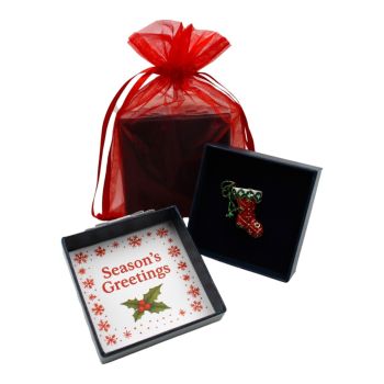 Boxed Christmas Stocking Brooch
