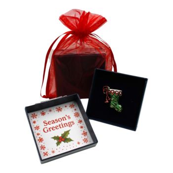 Boxed Christmas Stocking Brooch