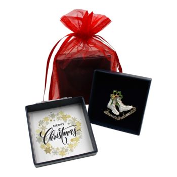 Boxed Christmas Ice Skating Brooch