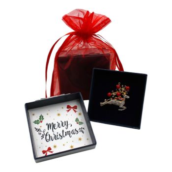 Boxed Christmas Reindeer Brooch