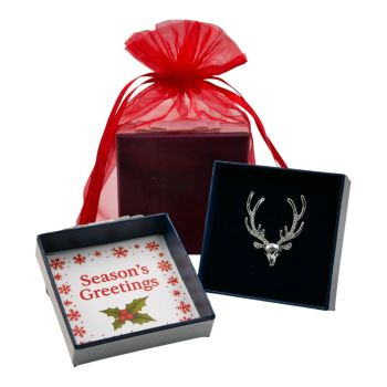 Boxed Christmas Reindeer Brooch 
