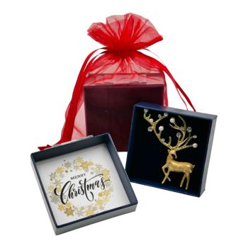 Boxed Christmas Reindeer Brooch 