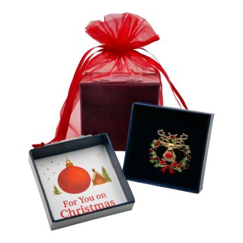 Boxed Christmas Reindeer Brooch 
