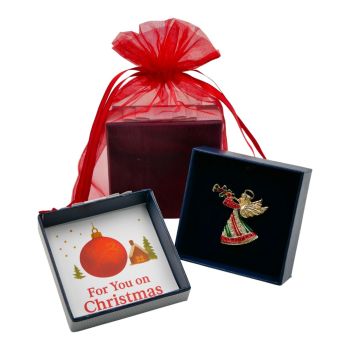 Boxed Christmas Guardian Angel Brooch 