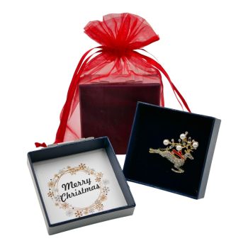 Boxed Christmas Reindeer Brooch 