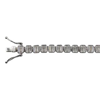 Rhodium plated sterling Silver bracelet with Clear cubic zirconia stones.
