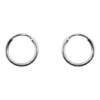 Sterling silver hoop earrings.
Measure approximately 14mm in diameter 2mm.