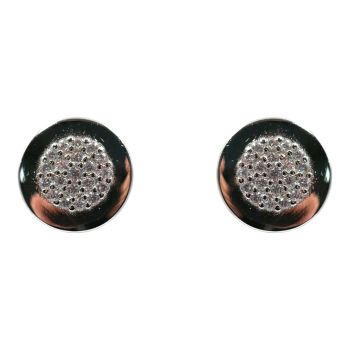 Rhodium plated sterling Silver stud earrings with Clear cubic zirconia stones.

