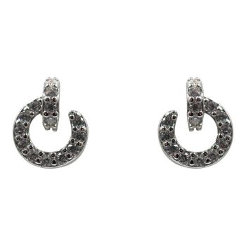 Rhodium plated sterling Silver stud earrings with Clear cubic zirconia stones.
