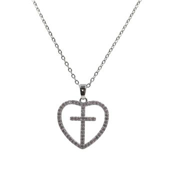 Venetti Diamante Heart & Cross Pendant