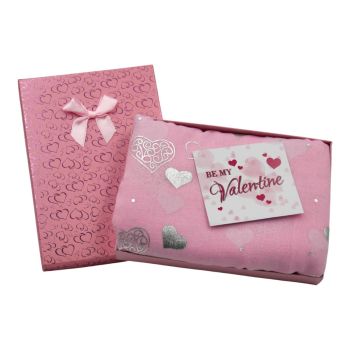Boxed Valentine's Day Silver Foil Heart Print Maxi Scarf