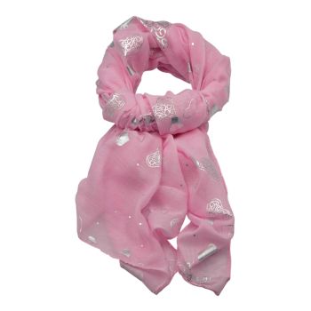 Foil Love Heart Print Maxi Scarf