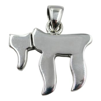Sterling Silver life chai design pendant.
Measuring approx 2.5cm x 2.2cm.