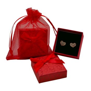 DIY Valentine's Day Diamante Heart Stud Earrings Gift Set