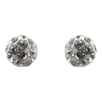Rhodium plated sterling silver and clear crystal ball stud earrings.
Measuring approx 4mm in diameter.