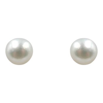 Rhodium plated sterling Silver, freshwater pearl stud earrings.
Measuring approx 4mm in diameter.