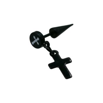 Stainless Steel Punk Cross Tassel Earrings