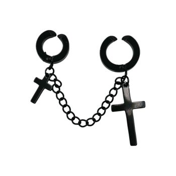 Stainless Steel Punk Cross Tassel Earrings