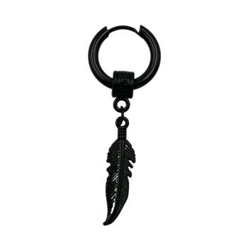 Stainless Steel Dangle Feather Earring