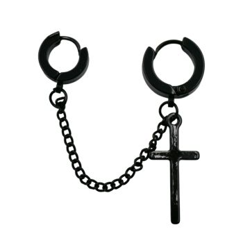 Stainless Steel Punk Cross Tassel Earrings