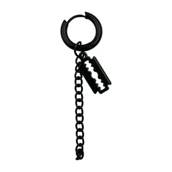 Stainless Steel Hoop Earring with Razor Pendant