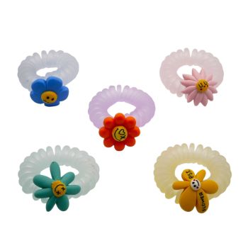 Assorted Flower Hair Coils Elastics