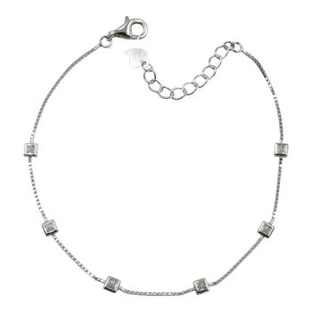 Rhodium plated sterling silver bracelet with Clear cubic zirconia stones.
