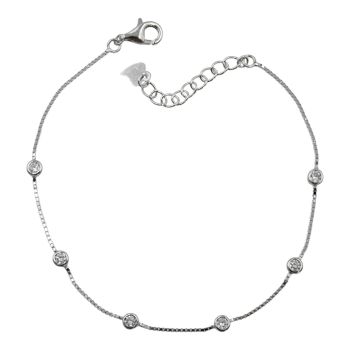 Rhodium plated sterling silver bracelet with Clear cubic zirconia stones.
