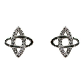 Rhodium plated sterling Silver stud earrings with Clear cubic zirconia stones.
