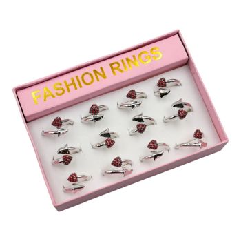 Boxed Diamante Heart Rings
